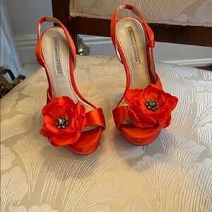 Vera Wang Vibrant Orange Floral Heels